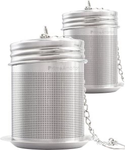 PrimeAmbition - Passoire à Thé 2 Pièces Et Embout à Thé Pour Thee En Vrac - Filtre Extra Fin - Ensemble D'infuseur à Thee Avec Soucoupe Pour Sachets De Thé