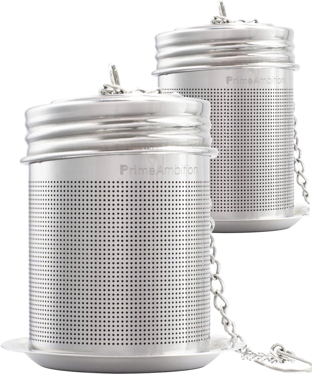 PrimeAmbition - Passoire à Thé 2 Pièces Et Embout à Thé Pour Thee En Vrac - Filtre Extra Fin - Ensemble D'infuseur à Thee Avec Soucoupe Pour Sachets De Thé 3 PrimeAmbition - Passoire à Thé 2 Pièces Et Embout à Thé Pour Thee En Vrac - Filtre Extra Fin - Ensemble D'infuseur à Thee Avec Soucoupe Pour Sachets De Thé