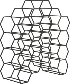 Light & Living Salbris Wine Rack - Noir Mat - 48 X 18 X 52cm - 20 Bouteilles -Dégustation Délicate 1009x1200