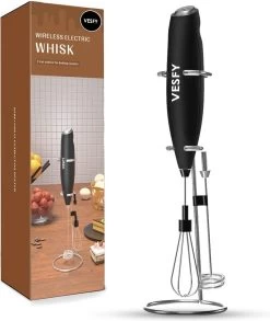Mousseur à Lait Et Batteur à œufs VESFY Kitchen 2 En 1 Avec Support - Incl. Batteries - Mousseur à Lait Manuel - Mousseur à Lait électrique