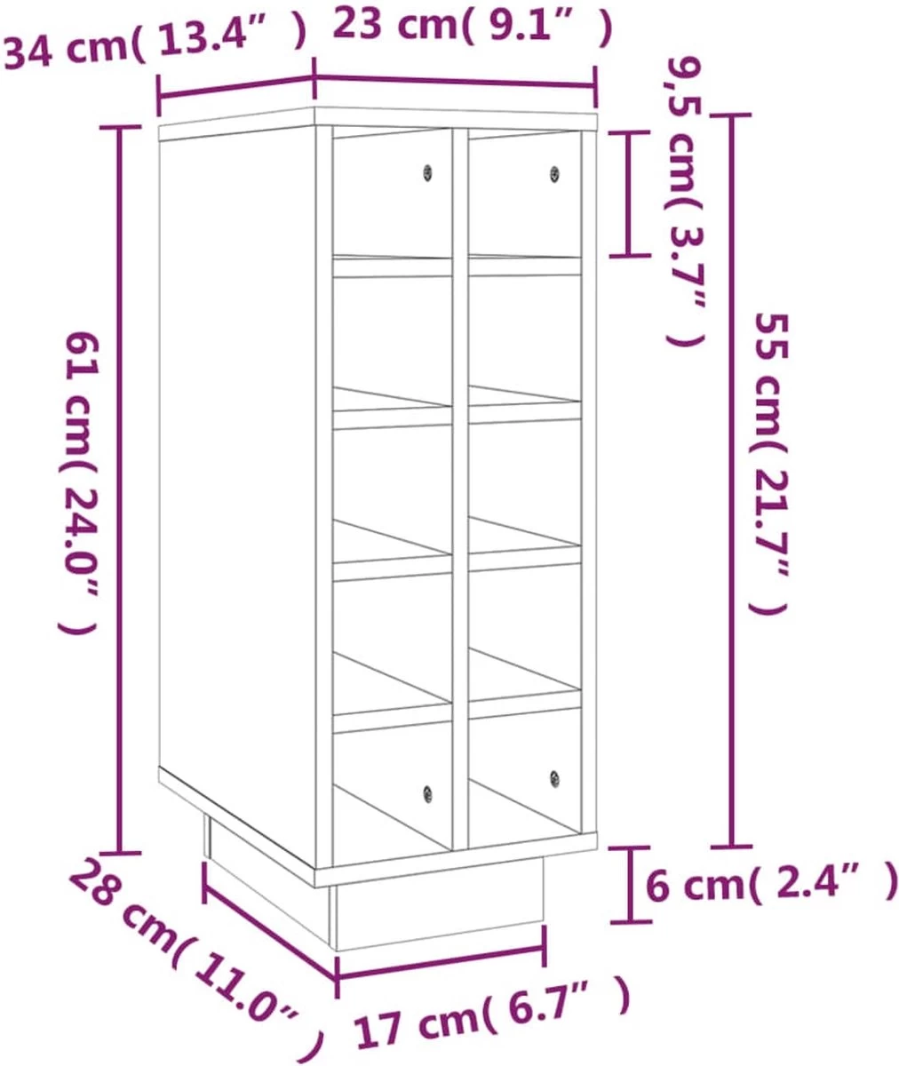 VidaXL Cave à Vin 23 X 34 X 61 Cm Bois De Pin Massif Marron Miel 9 VidaXL Cave à Vin 23 X 34 X 61 Cm Bois De Pin Massif Marron Miel – Image 7