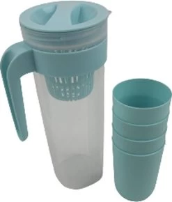 ROSALIE - Pichet En Plastique Avec 4 Gobelets - Transparent / Blauw - Pichet Avec Filtre - 1 Litre - Résistant à L'usure Et à La Casse 5 ROSALIE - Pichet En Plastique Avec 4 Gobelets - Transparent / Blauw - Pichet Avec Filtre - 1 Litre - Résistant à L'usure Et à La Casse -Dégustation Délicate 1022x1200 1