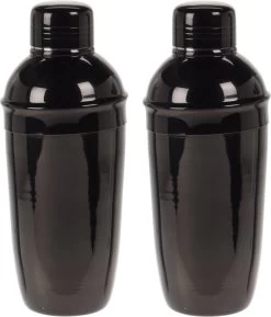 Set De 3x Shakers à Cocktails Noirs 500 Ml En Acier Inoxydable 9 X 22 Cm - Fournitures Bar/café - Réaliser Des Cocktails - Tasses à Mix/secouer