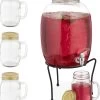 Set De Robinet De Limonade Relaxdays - 4 Verres à Boire Avec Couvercle - Distributeur De Boissons Avec Robinet - 8,5 L -Dégustation Délicate 1026x1200