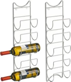 2x Casier Mural / Casier à Vin Pour 5 Bouteilles 61 Cm Argent - Zeller - Casiers à Bouteilles / Casiers à Bouteilles / Casiers à Vin - Casier / Support