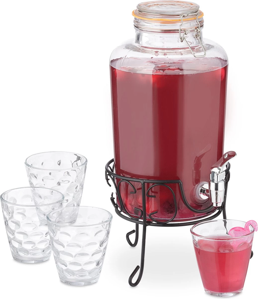 Ensemble De Robinet De Limonade Relaxdays Avec Support - 4 L - Distributeur De Boissons Avec Robinet - Canette De Sangria 3 Ensemble De Robinet De Limonade Relaxdays Avec Support - 4 L - Distributeur De Boissons Avec Robinet - Canette De Sangria