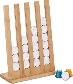 Porte-capsule Relaxdays Pour Nespresso - Porte-gobelet En Bambou - Porte-gobelet à Café Pour 32 Tasses