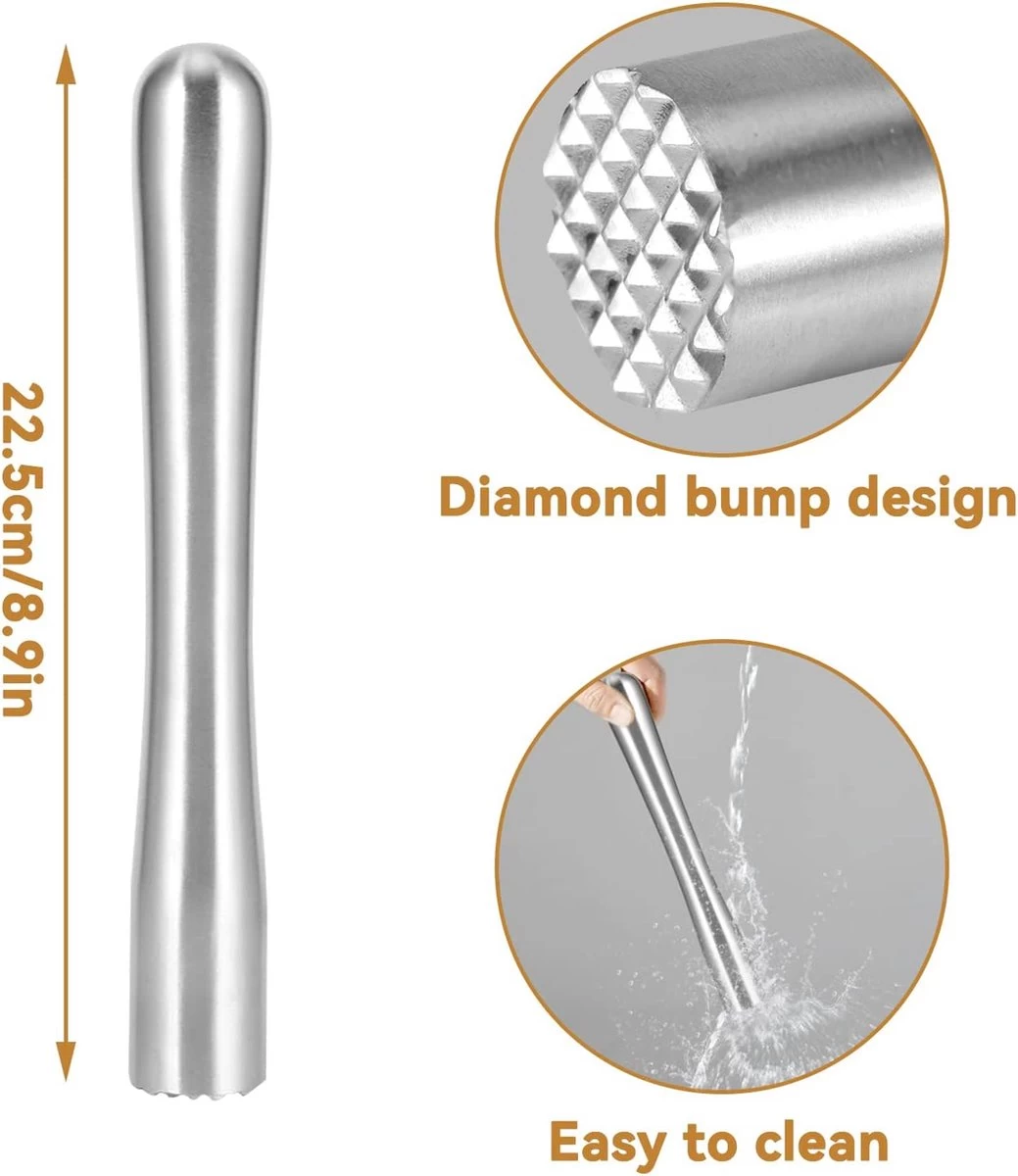 Pilon à Cocktail En Acier Inoxydable, Pilon à Boisson Mélangeur à Cocktail Mojitos Fruit Pilon Citron Marteau Pilon Bar Outil Pour Faire De Délicieux Mojitos, 8.9inch 4 Pilon à Cocktail En Acier Inoxydable, Pilon à Boisson Mélangeur à Cocktail Mojitos Fruit Pilon Citron Marteau Pilon Bar Outil Pour Faire De Délicieux Mojitos, 8.9inch – Image 2