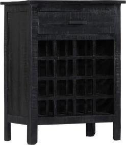Prolenta Premium - Casier à Vin 56x35x75 Cm Bois De Manguier Massif Noir - Maison Et Jardin