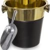 Seau à Champagne/seau à Glace Avec Cuillère à Glaçons - 3L - Noir/or - D24 Cm