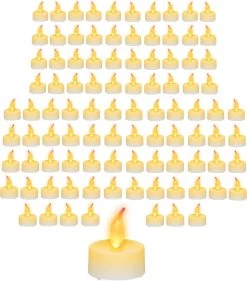 Relaxdays 96 X Bougies Chauffe-plat LED Dans Un Ensemble De Bougies Chauffe-plat - éclairage De Fête - Atmosphérique - Blanc