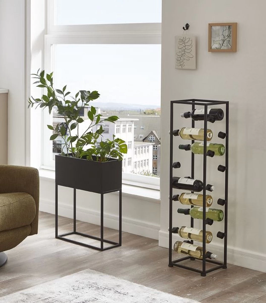 HakuShop Wine Rack - Porte-bouteilles De Vin Pour 18 Bouteilles - Porte-bouteilles En Acier Zwart - Porte-bouteilles Pratique - 26 X 26 X 104 Cm 9 HakuShop Wine Rack - Porte-bouteilles De Vin Pour 18 Bouteilles - Porte-bouteilles En Acier Zwart - Porte-bouteilles Pratique - 26 X 26 X 104 Cm – Image 7