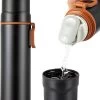 Bouteille D'eau Isotherme En Acier Inoxydable Avec Poignée Et Couvercle Anti-fuite, Tasse à Café Sous Vide, Tasse De Voyage De Sport à Double Paroi, Boissons Chaudes Et Froides Sans BPA 15 Oz/500 Ml (noir)