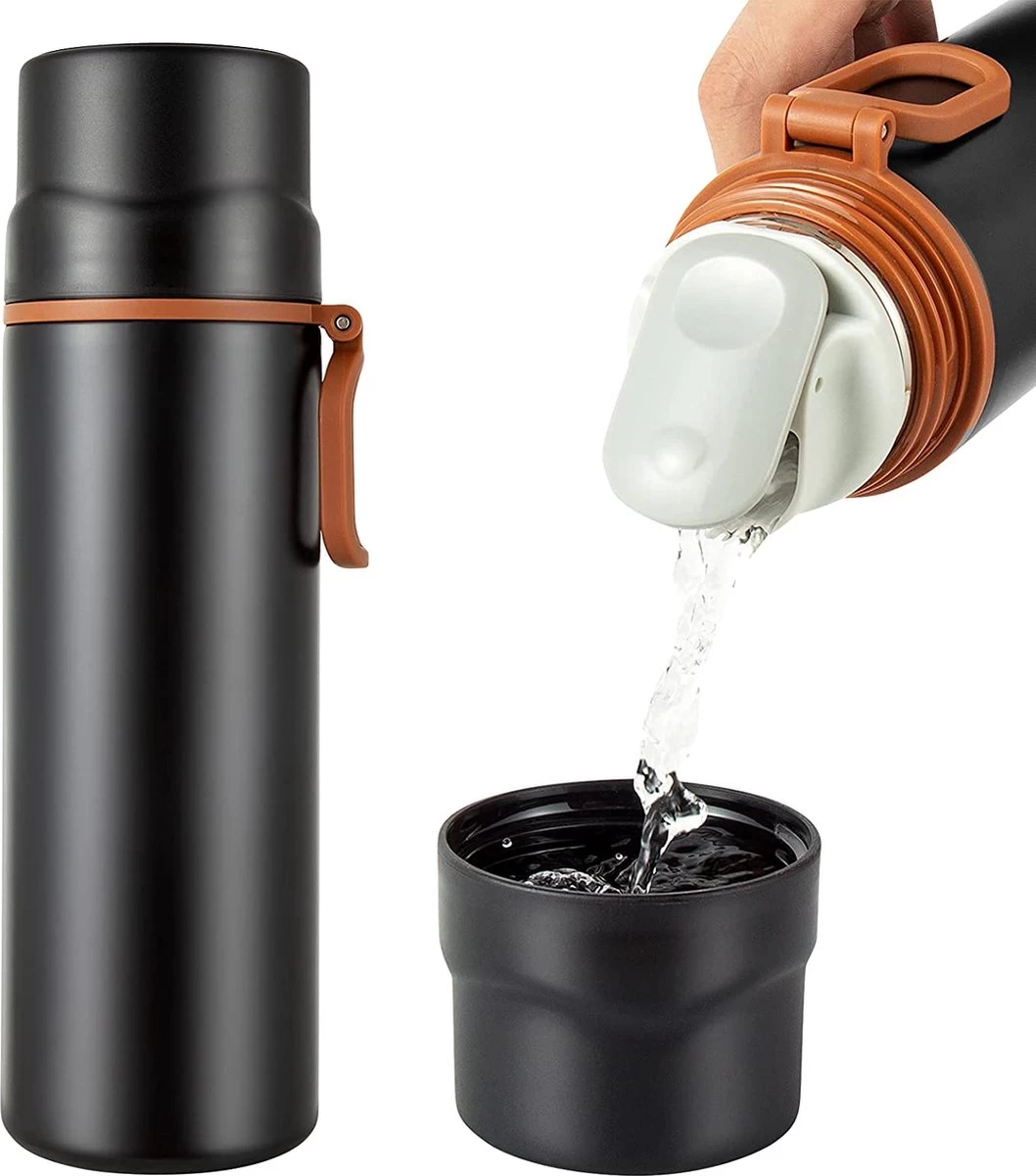 Bouteille D'eau Isotherme En Acier Inoxydable Avec Poignée Et Couvercle Anti-fuite, Tasse à Café Sous Vide, Tasse De Voyage De Sport à Double Paroi, Boissons Chaudes Et Froides Sans BPA 15 Oz/500 Ml (noir) 3 Bouteille D'eau Isotherme En Acier Inoxydable Avec Poignée Et Couvercle Anti-fuite, Tasse à Café Sous Vide, Tasse De Voyage De Sport à Double Paroi, Boissons Chaudes Et Froides Sans BPA 15 Oz/500 Ml (noir)