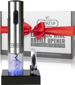 Twinz'up - Tire-bouchon Sans Fil - Coffret Avec Coupe-capsule Et Support De Recharge Pour Les Amateurs De Vin