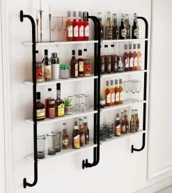 SENSA -Casier à Vin- Cave à Vin - Cave à Boissons - Meuble Bar - Armoires De Rangement Avec Portes - Wit - 150x64x20 Cm