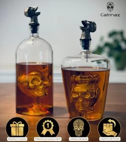 Catrinaz® - Verseur Premium Avec Tête De Mort - Bec Verseur - Verseur à Vin - Verseur - Zwart - Tête De Mort Noire - Tête De Mort - Coffret Cadeau Luxe - Cadeau Uniek - Cadeau Homme Et Femme -Dégustation Délicate 1071x1200 6