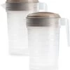 3x Pichet à Eau/pichet à Jus Transparent/taupe Avec Couvercle 2 Litres En Plastiqueï¿½- Pichet étroit Qui Tient Dans La Porte Du Réfrigérateur