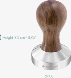 Presse à Café Et Expresso Navaris à Café Moulu - En Acier Inoxydable Avec Manche En Bois - � 58 Mm -Dégustation Délicate 1089x1200