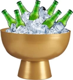 Arte R - Seau à Bière/seau à Glace - Centre De Table - Métal Doré - 35 X 23 Cm