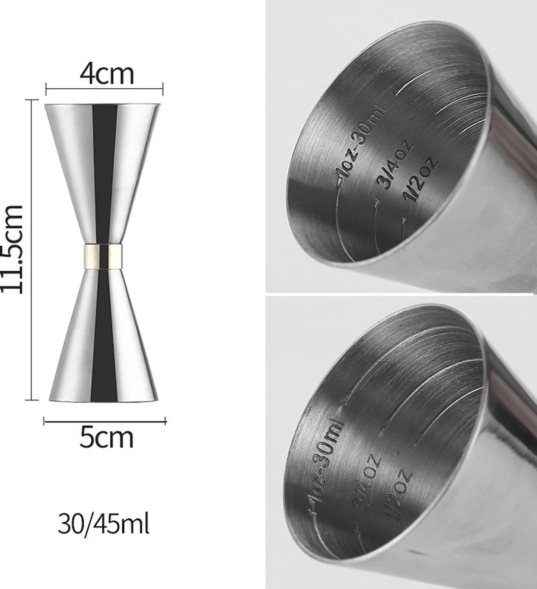 Cocktail Buddy Argent 30/45ml Drink Buddy Jigger Bar Buddy 4 Cocktail Buddy Argent 30/45ml Drink Buddy Jigger Bar Buddy – Image 2