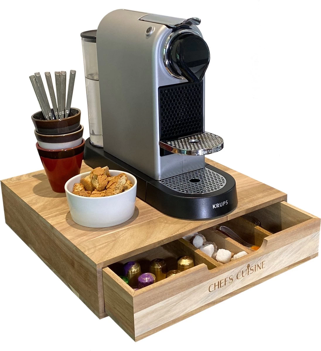 Chefs Cuisine Porte-capsule – Porte-capsule Avec Tiroir – Porte-capsule Dolce Gusto – Porte-capsule Nespresso – Porte- Tasses à Café – Porte- Dosettes De Café – Bois D'acacia 3 Chefs Cuisine Porte-capsule – Porte-capsule Avec Tiroir – Porte-capsule Dolce Gusto – Porte-capsule Nespresso – Porte- Tasses à Café – Porte- Dosettes De Café – Bois D'acacia