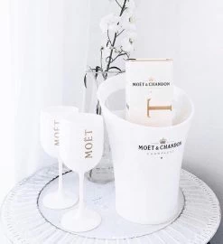 Refroidisseur à Vin Moët & Chandon Ice Imperial 2 Verres | Seau à Glace Comprenant 2 Verres Blancs | Refroidisseur De Vin De Luxe Et Verre à Champagne | Seau à Glace Et Coupe à Champagne |