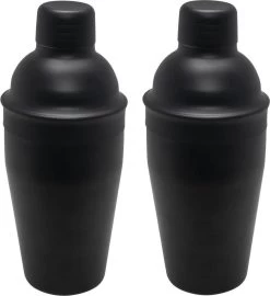 2x Shakers à Cocktail Noir Mat 500ml 22 Cm - Préparation De Cocktails - Mélange De Tasses / Shake Tasses Pour Cocktails