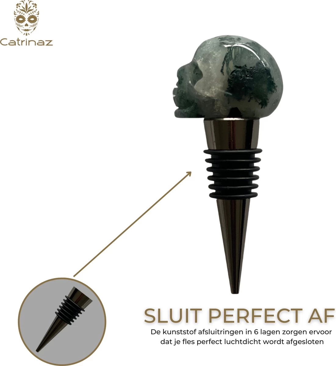 Catrinaz® - Bouchon De Bouteille Premium Avec Tête De Mort - Pierre Naturelle D'agate Moss - Bouchon à Vin - Tête De Mort - Tête De Mort - Coffret Cadeau Luxe - Cadeau Uniek - Cadeau Homme Et Femme 12 Catrinaz® - Bouchon De Bouteille Premium Avec Tête De Mort - Pierre Naturelle D'agate Moss - Bouchon à Vin - Tête De Mort - Tête De Mort - Coffret Cadeau Luxe - Cadeau Uniek - Cadeau Homme Et Femme – Image 10