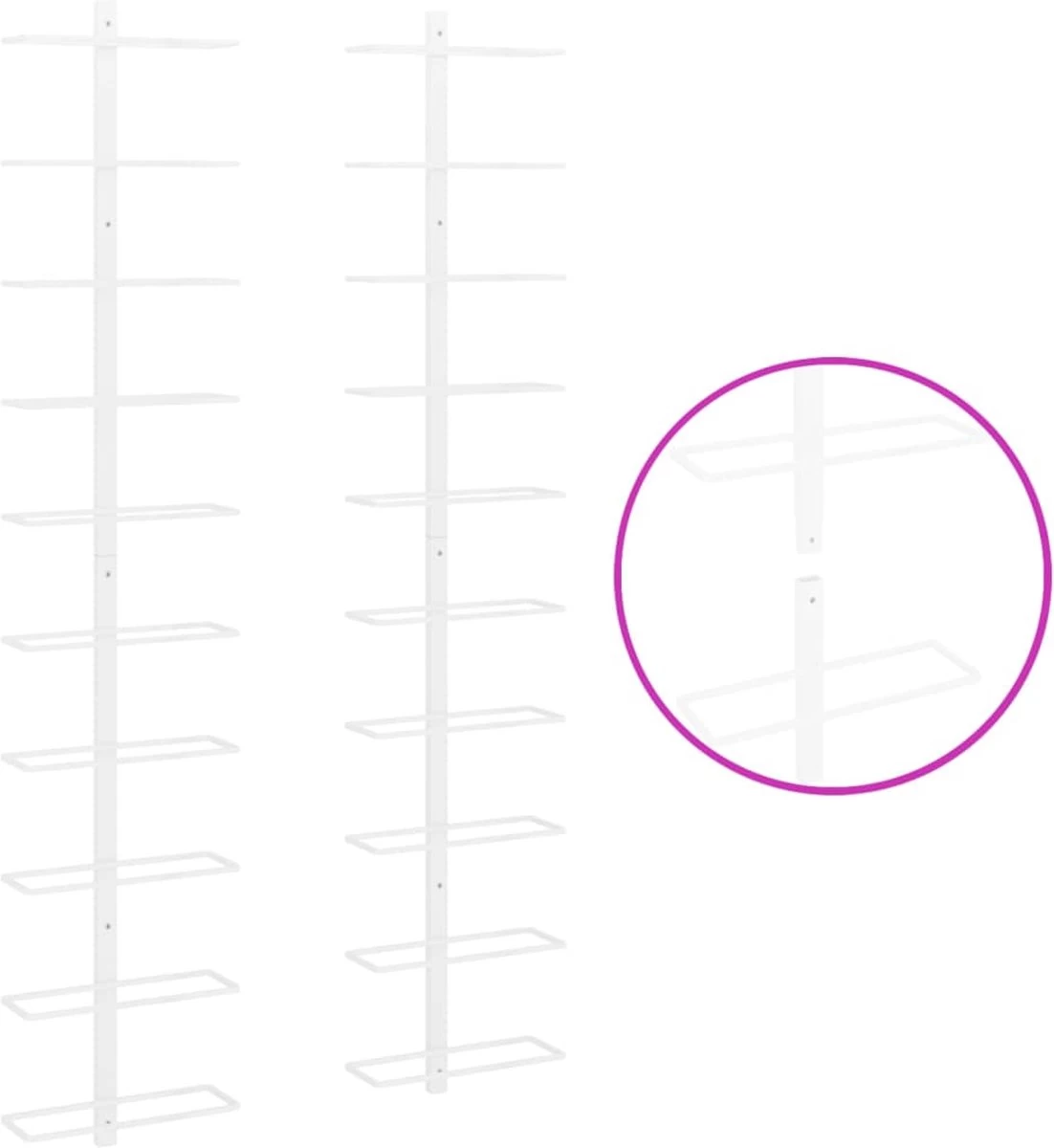 Range-bouteilles Casiers à Vin 2 Pcs Pour 10 Bouteilles Montage Mural Métal Blanc 7 Range-bouteilles Casiers à Vin 2 Pcs Pour 10 Bouteilles Montage Mural Métal Blanc – Image 5