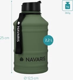 Gourde En Acier Inoxydable Navaris - 2L - Gourde Extra Large En Acier Inoxydable Avec Bouchon - Idéal Pendant Le Sport -Dégustation Délicate 1102x1200 6
