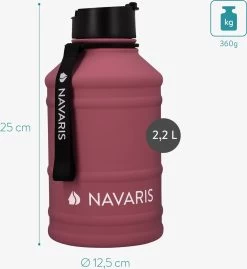 Gourde En Acier Inoxydable Navaris - 2L - Gourde Extra Large En Acier Inoxydable Avec Bouchon - Idéal Pendant Le Sport - Rouge -Dégustation Délicate 1102x1200 8