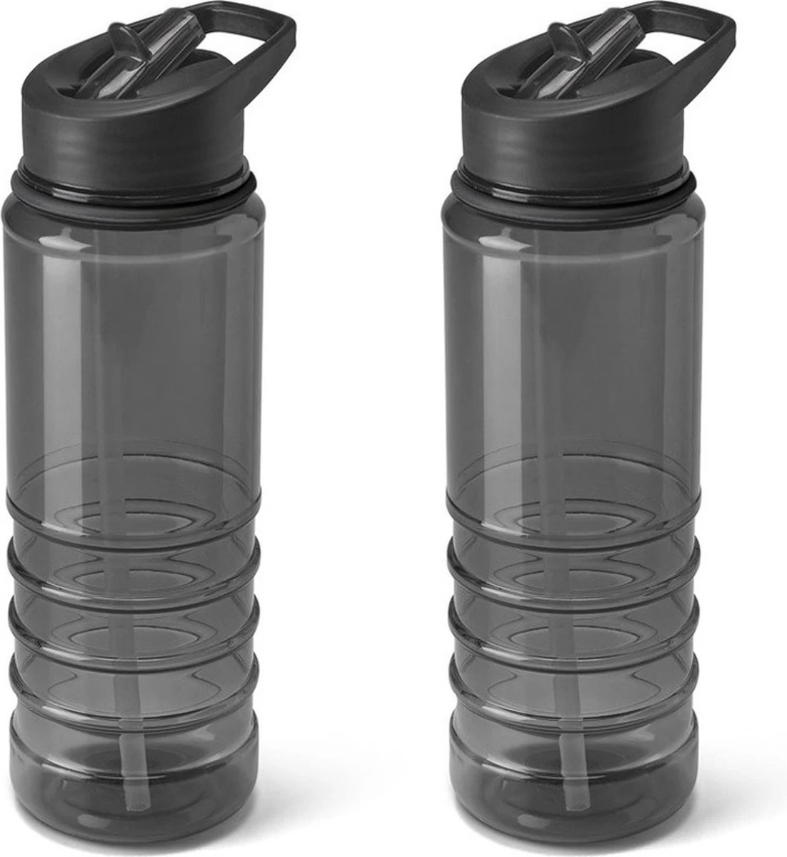 Bouteille D'eau / Gourde En Plastique 4x Pièces Noir Transparent Avec Paille 650 Ml - Bouteille De Sport - Bouteille D'eau 3 Bouteille D'eau / Gourde En Plastique 4x Pièces Noir Transparent Avec Paille 650 Ml - Bouteille De Sport - Bouteille D'eau
