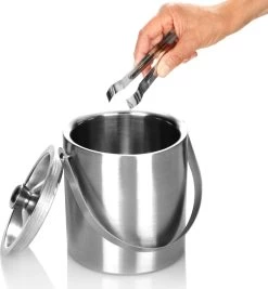 Seau à Glace En Acier Inoxydable COM-FOUR®, Bac à Glaçons à Double Paroi Avec Couvercle Et Pince, 1,5 Litre (Montagnes) -Dégustation Délicate 1109x1200 1