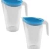 2x Pichets à Eau / Pichets à Jus Avec Couvercles Bleus 1, 75 Litres En Plastique 13 X 22 Cm - Pichets De Taille Compacte Qui Rentrent Dans La Porte Du Réfrigérateur - Pichets à Jus / Pichets à Eau / Pichets / Pichets à Limonade -Dégustation Délicate 1110x1200 5