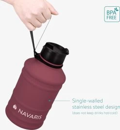 Gourde En Acier Inoxydable Navaris - 2L - Gourde Extra Large En Acier Inoxydable Avec Bouchon - Idéal Pendant Le Sport - Rouge -Dégustation Délicate 1112x1200 4
