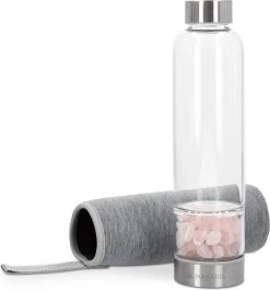 Navaris En Verre Navaris - Bouteille Avec Cristaux - 420 Ml - Bouteille D'eau Avec Pierres Précieuses - Comprend Un Manchon En Néoprène - Avec Quartz Rose -Dégustation Délicate 1119x1200 2
