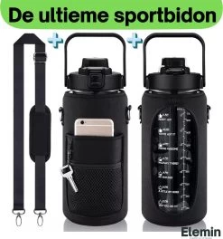 Gourde 2 Litres + Housse Et Sangle De Transport Pour Téléphone, Airpods Et Clés - Gourde Sport - Gourde Sport - Gourde