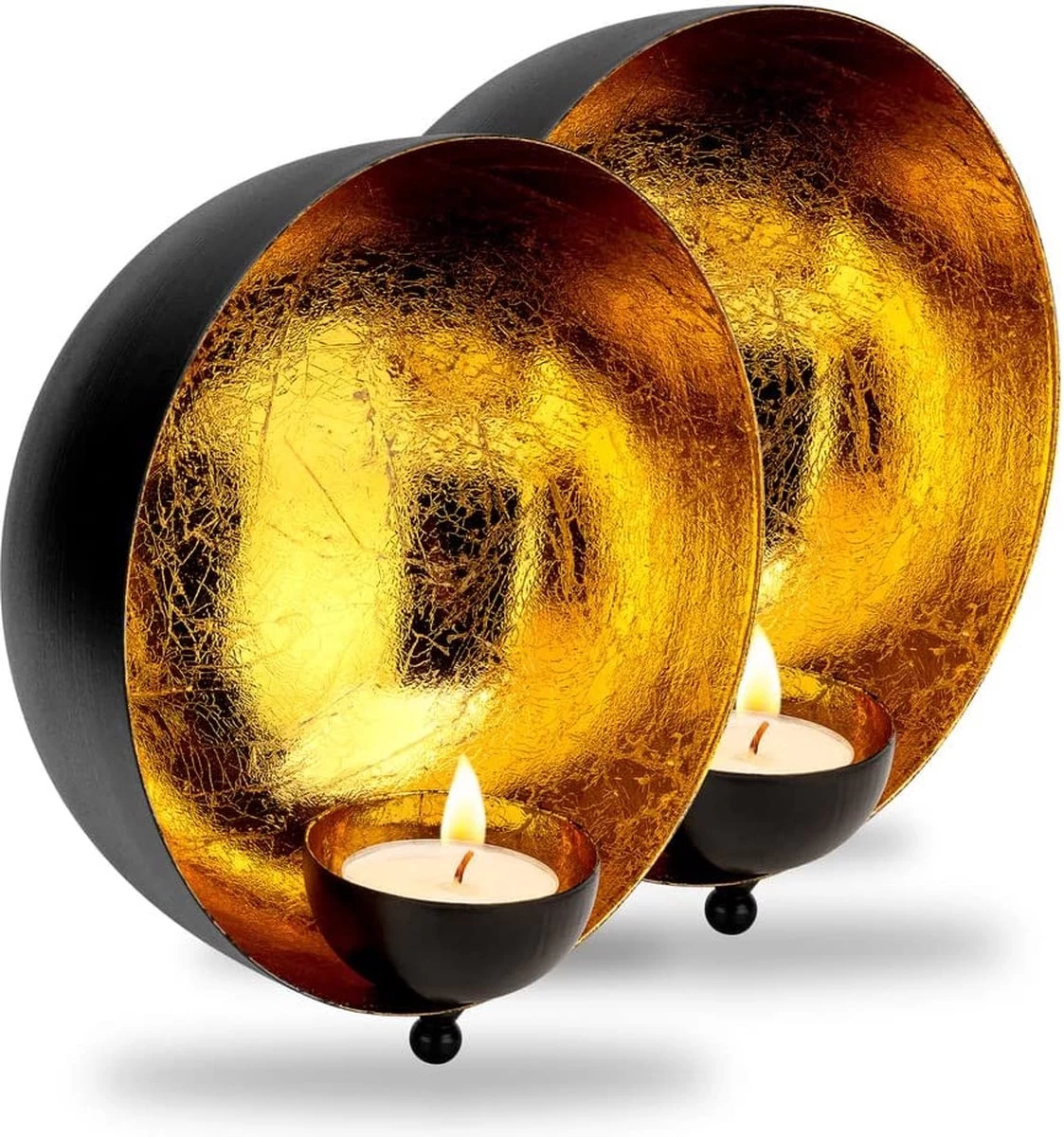 ZEYA Lot De 2 Photophores Muraux, Photophore Mural En Métal Doré Noir, Décoration Murale Salon, Décoration Rustique Pour Bougies Chauffe-plat Et Décoration Murale 3 ZEYA Lot De 2 Photophores Muraux, Photophore Mural En Métal Doré Noir, Décoration Murale Salon, Décoration Rustique Pour Bougies Chauffe-plat Et Décoration Murale