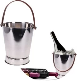 Cheqo® Seau à Champagne De Luxe Avec Anse - Seau à Vin - Seau à Vin - Seau à Glace - Acier Inoxydable - Ø24 Cm