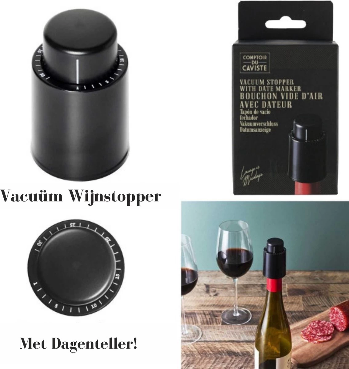 COOK CONCEPT Pompe à Vide à Vin - Avec Compteur Journalier - Wine Saver De Vin - Bouchon à Vin - Pompe à Vide - Bouchon à Vin - Bouchon à Vin - Pompe à Vin - Cadeau Vin - Emballage Vin - 5 COOK CONCEPT Pompe à Vide à Vin - Avec Compteur Journalier - Wine Saver De Vin - Bouchon à Vin - Pompe à Vide - Bouchon à Vin - Bouchon à Vin - Pompe à Vin - Cadeau Vin - Emballage Vin - – Image 3