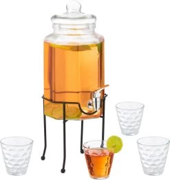 Distributeur De Boissons Relaxdays Avec Robinet Et Support - Couvercle De Robinet De Limonade - Distributeur De Jus