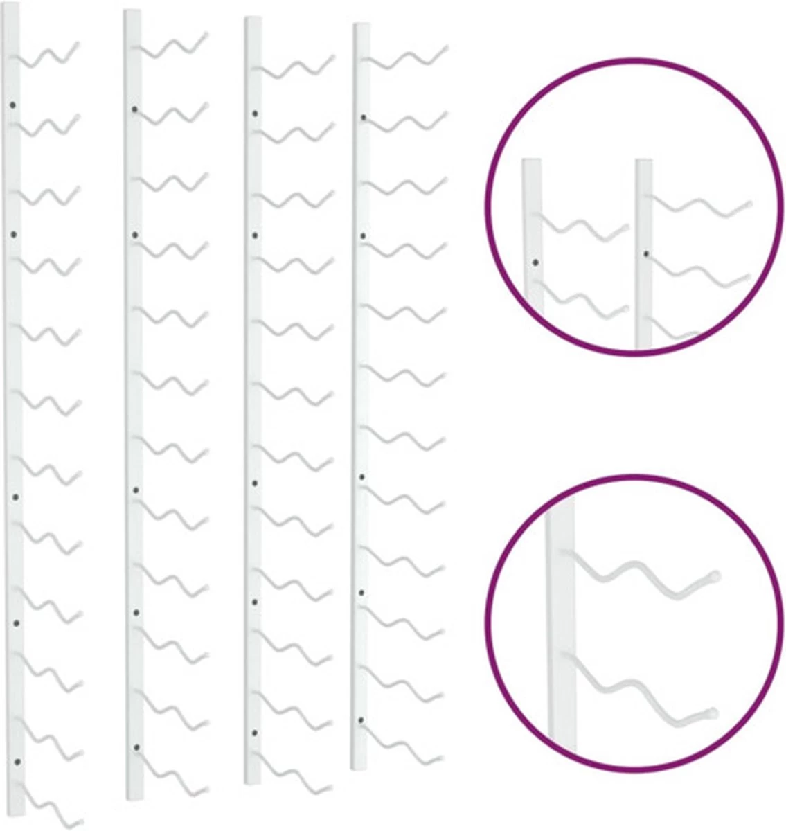 VidaXL Range-bouteilles Pcs Fixation Murale Pour 24 Bouteilles Fer Blanc 6 VidaXL Range-bouteilles Pcs Fixation Murale Pour 24 Bouteilles Fer Blanc – Image 4