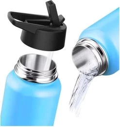 Bouteille Thermos - Blue Aqua - 1 Litre - Bouchon Extra Avec Paille Et Bec Verseur - Bouteille D'eau Avec Paille - Bouteille Isotherme - Sans BPA - Étanche -Dégustation Délicate 1136x1200 5