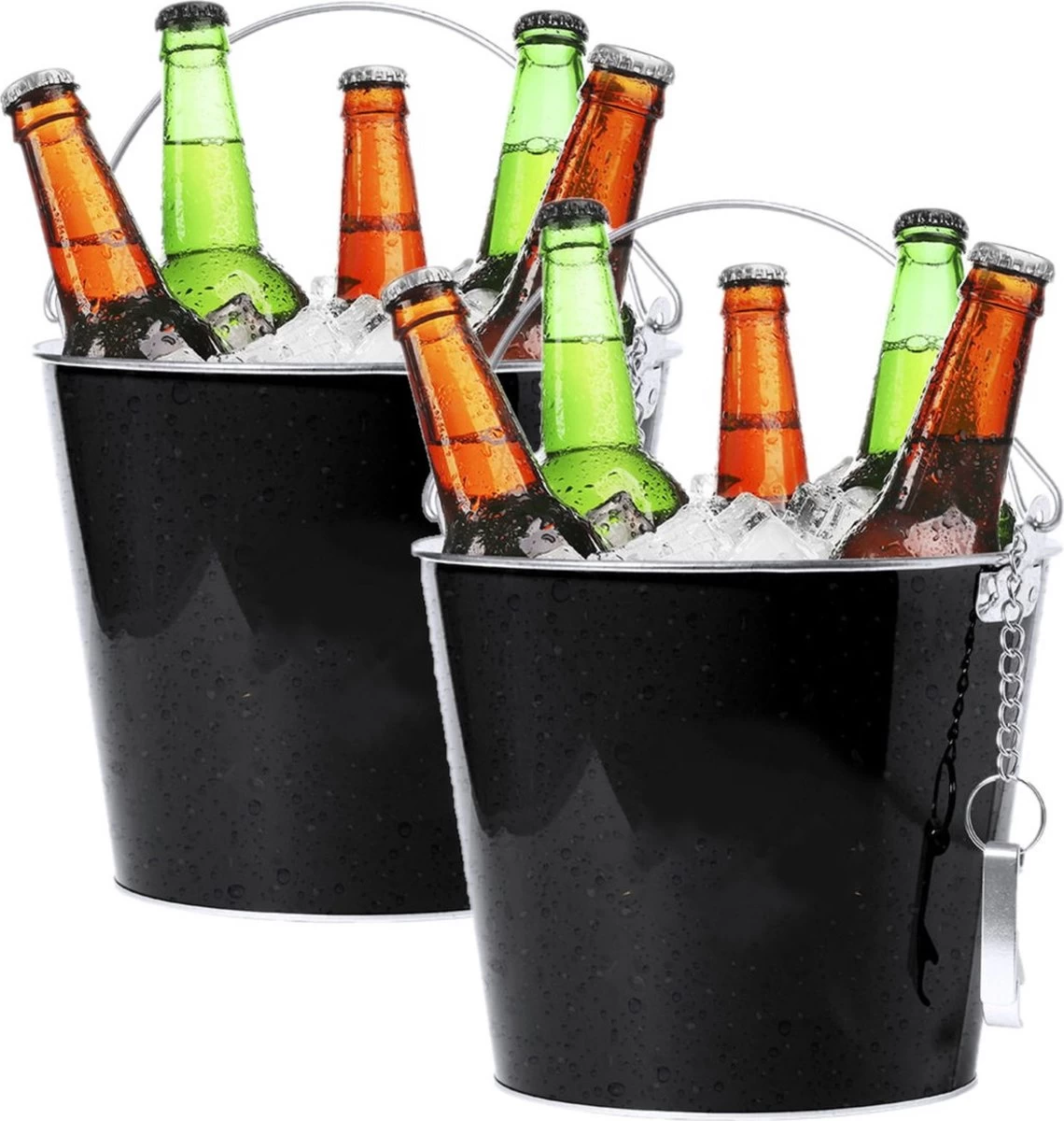2x Seaux à Glace/seau à Bière Métal Noir - 6L - Seaux à Boissons - Refroidisseurs à Boissons - Refroidisseurs à Seaux à Vin 3 2x Seaux à Glace/seau à Bière Métal Noir - 6L - Seaux à Boissons - Refroidisseurs à Boissons - Refroidisseurs à Seaux à Vin