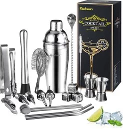 Set Shaker à Cocktail Acier Inoxydable - 22 Pièces - Argent