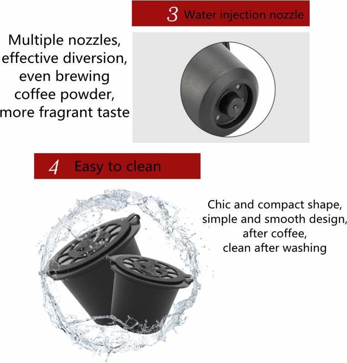 Filtre à Capsules De Café TDR Cup-4 Filtre à Capsules Rechargeable Avec Cuillère Et Brosse Pour Machines à Café DOLCE GUSTO - Noir 6 Filtre à Capsules De Café TDR Cup-4 Filtre à Capsules Rechargeable Avec Cuillère Et Brosse Pour Machines à Café DOLCE GUSTO - Noir – Image 4