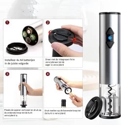 Tire-bouchon - Tire-bouchon Noir - Tire-bouchon Argent - Tire-bouchon électrique - Tire-bouchon - Vin Rouge - Vin Blanc - Vin Rosé - Tous Types De Vin - Ouvre-bouchon Automatique - à Piles - Tire-bouchon -Dégustation Délicate 1161x1200 3
