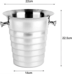 Seau à Glace En Acier Inoxydable Decopatent® - Seau à Glace à Champagne Avec Poignée - Seau à Champagne - Seau à Boisson - Seau à Vin - 26x22x22,5 Cm - Argent