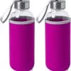 Bouteille D'eau/bouteille En Verre 2x Pieces Avec Housse De Protection Softshell Rose Fuchsia 420 Ml - Bouteille De Sport - Bouteille De Sport -Dégustation Délicate 1165x1200 5